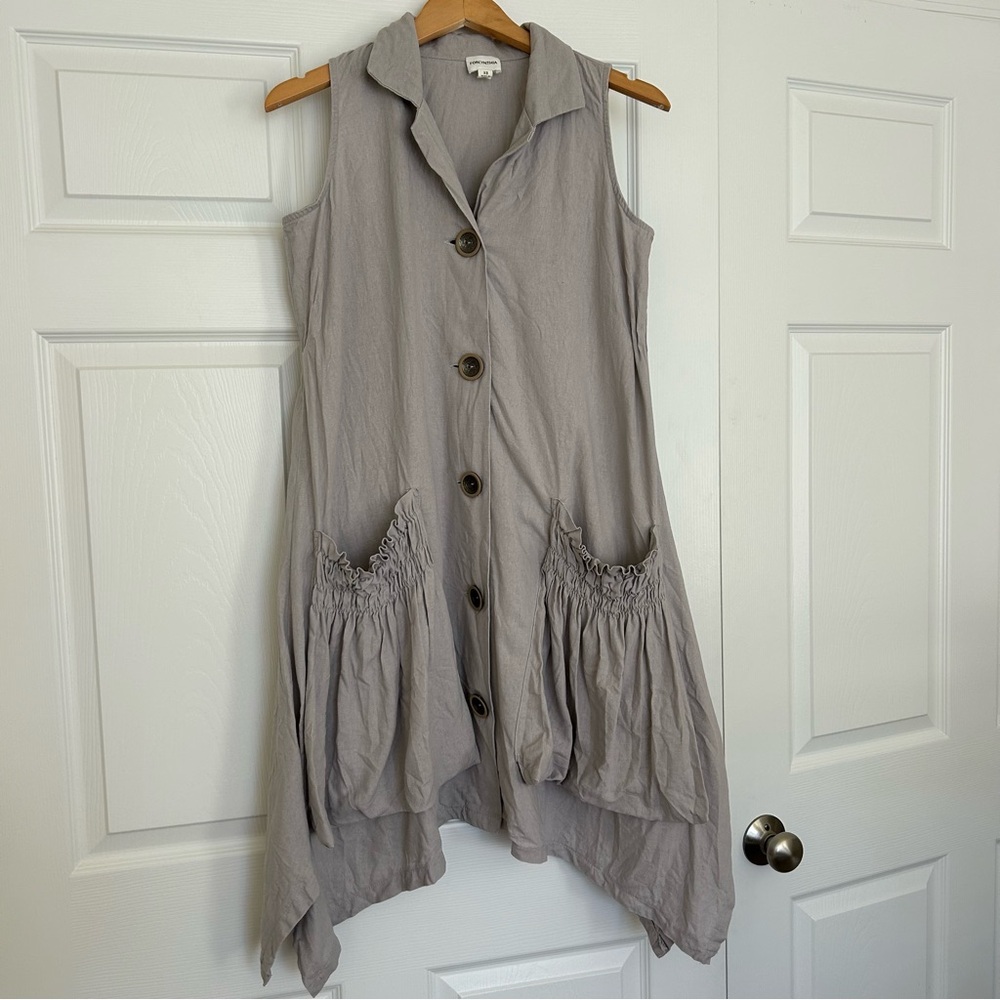 For Cynthia Purple Linen Blend Dress